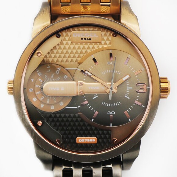 Diesel Black Rose Gold Gradient 2 Time Zone  DZ7329 Watch - Picture 2 of 5